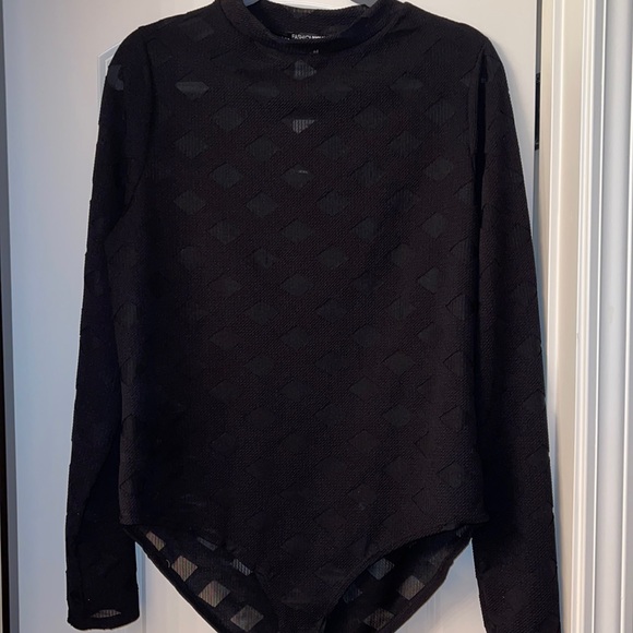 Cross Hatch Peek-a-Boo Bodysuit - Picture 1 of 5